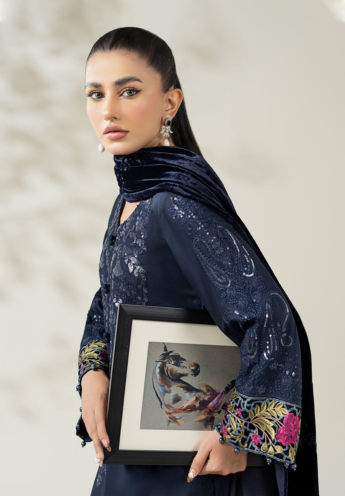 3 Piece Embroidered Linen Suit