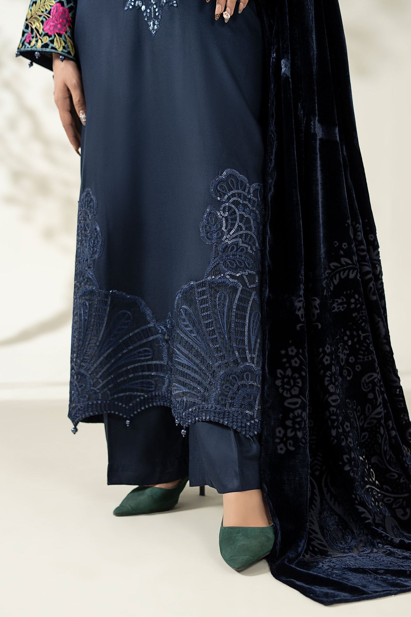 3 Piece Embroidered Linen Suit