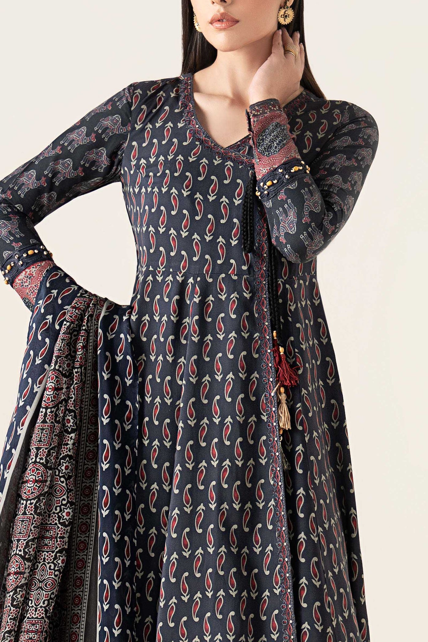 3 Piece Embroidered Linen Suit