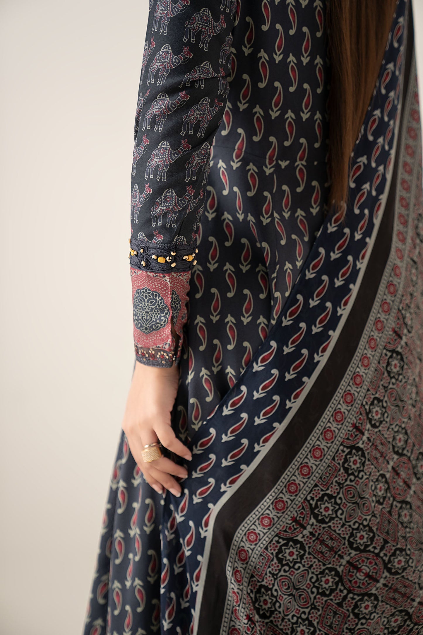 3 Piece Embroidered Linen Suit