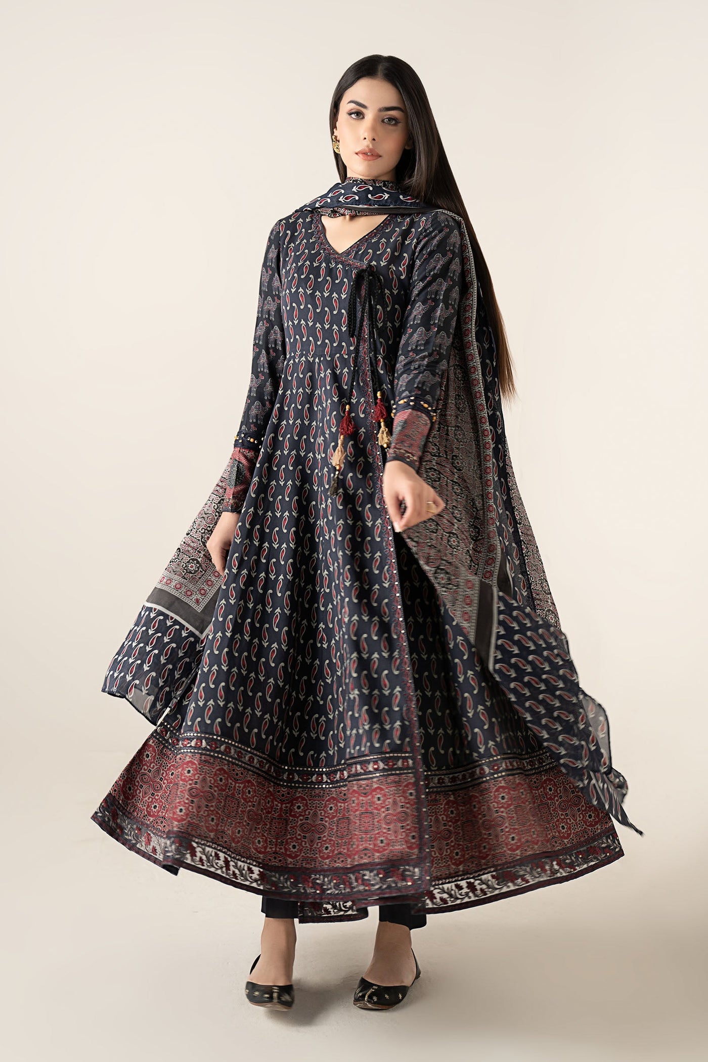 3 Piece Embroidered Linen Suit