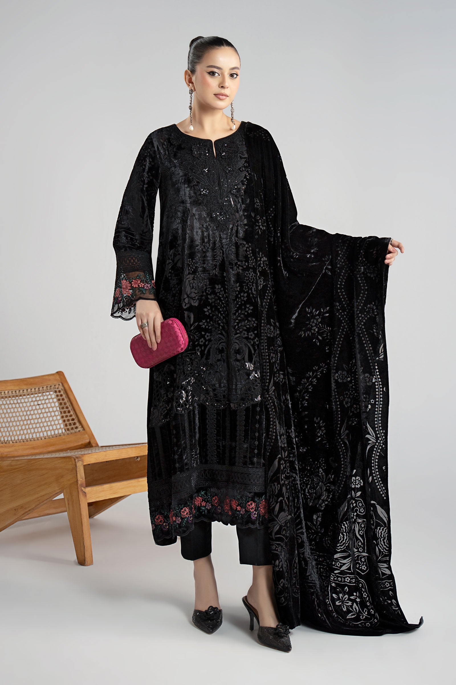 3 Piece Embroidered Palachi Suit