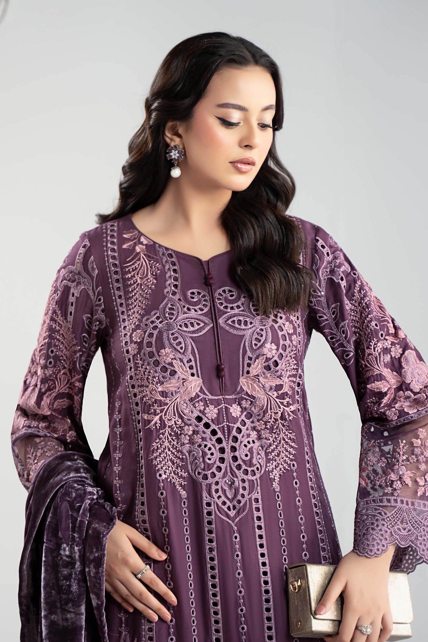 3 Piece Embroidered Linen Suit