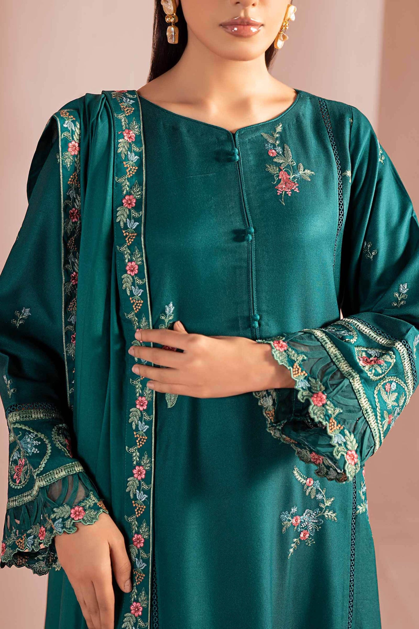 3 Piece Embroidered Marina Suit