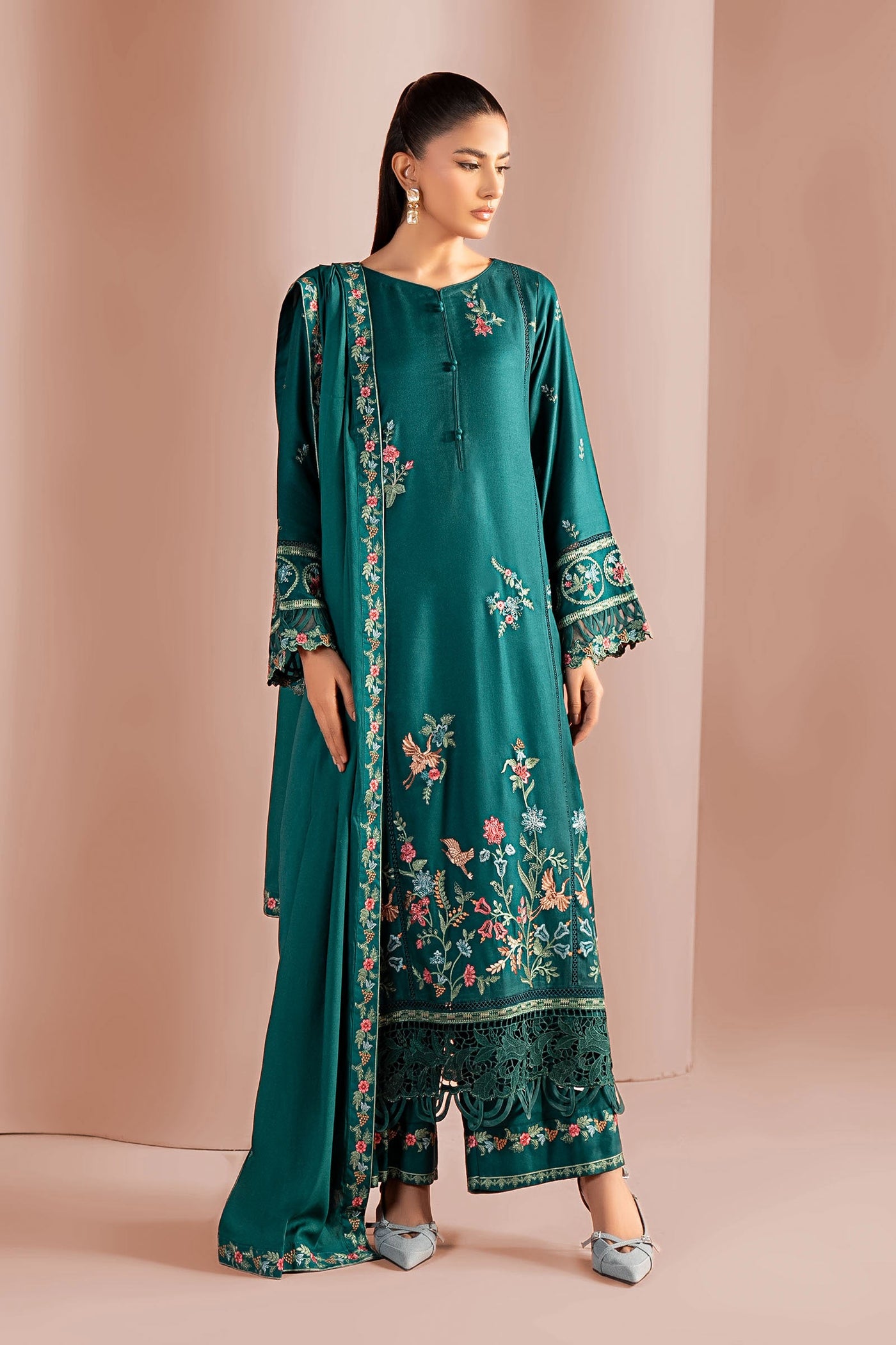 3 Piece Embroidered Marina Suit