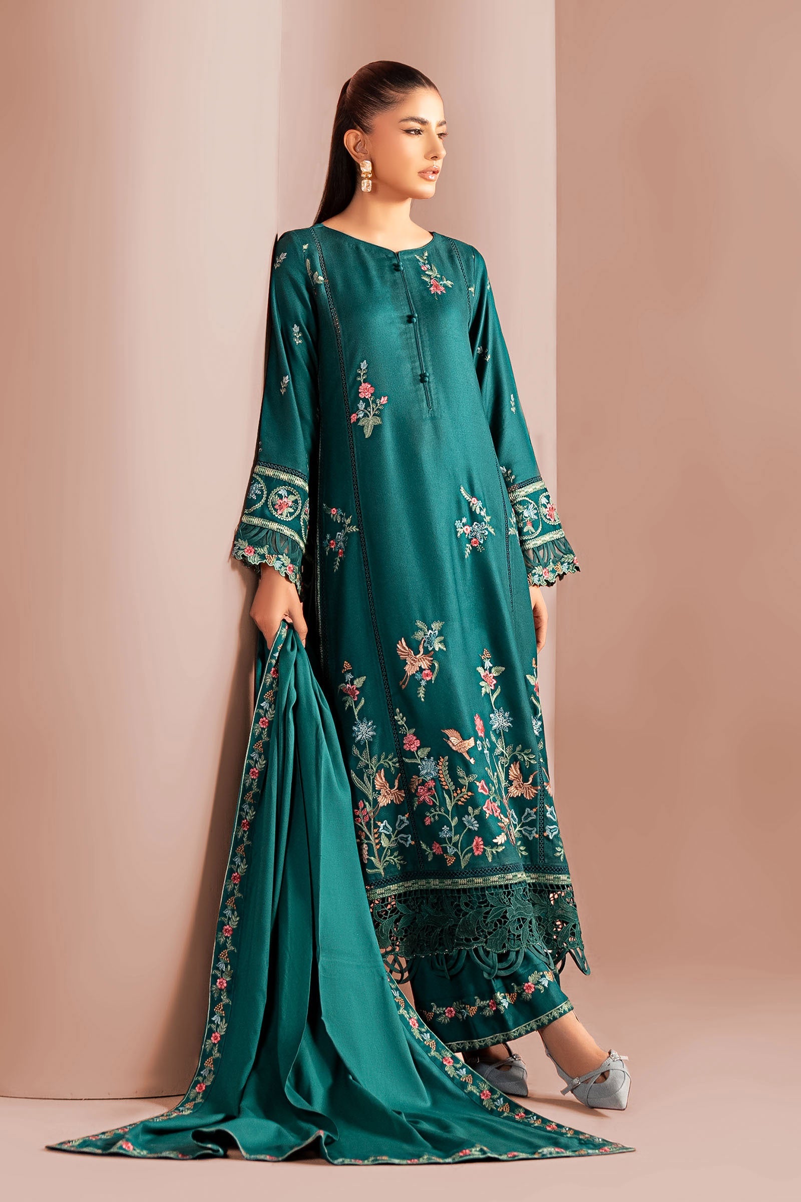3 Piece Embroidered Marina Suit