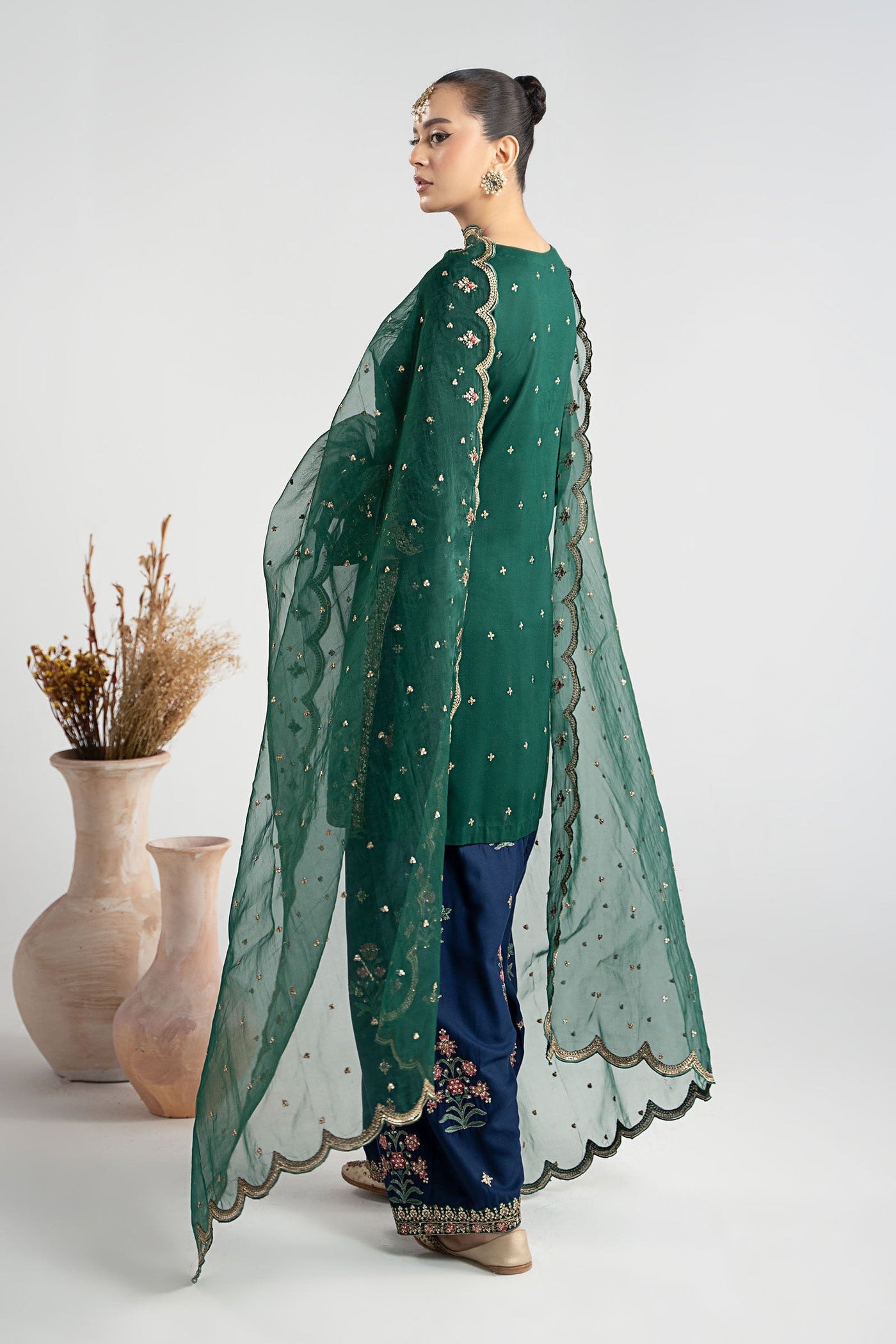 3 Piece Embroidered Linen Suit