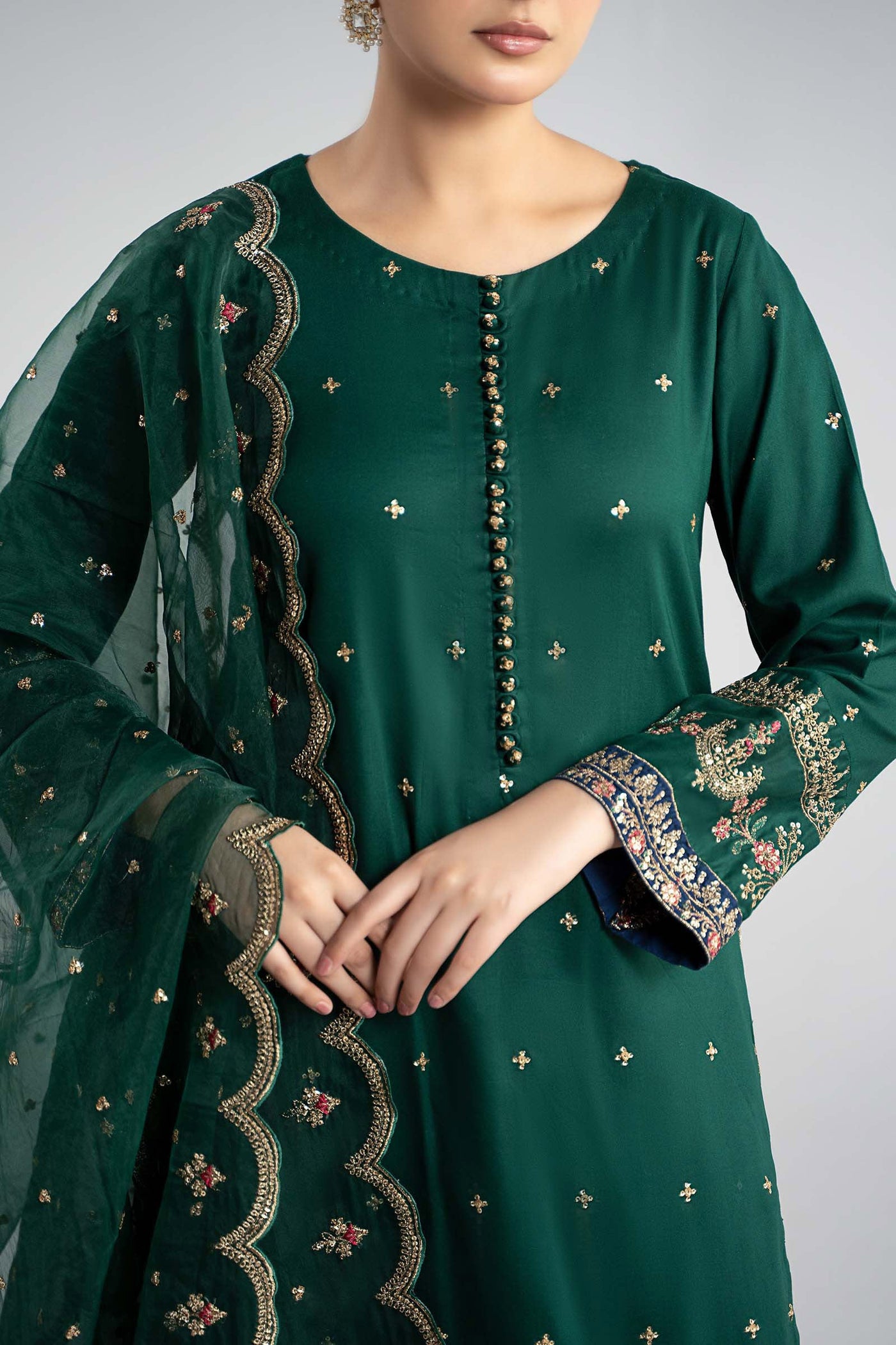 3 Piece Embroidered Linen Suit