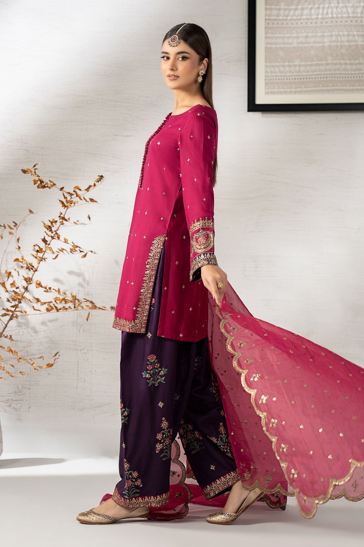 3 Piece Embroidered Linen Suit