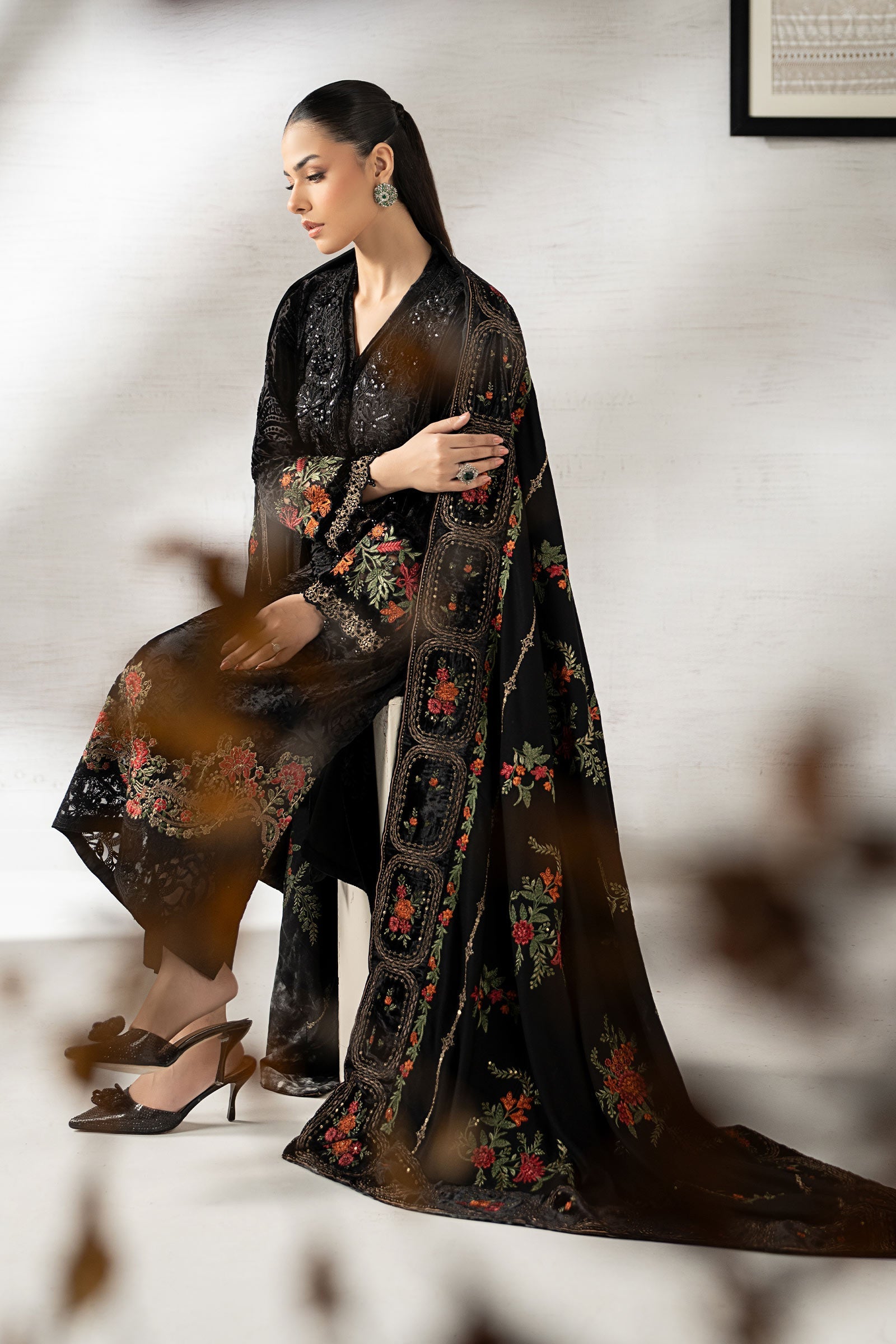 3 Piece Embroidered Palachi Suit