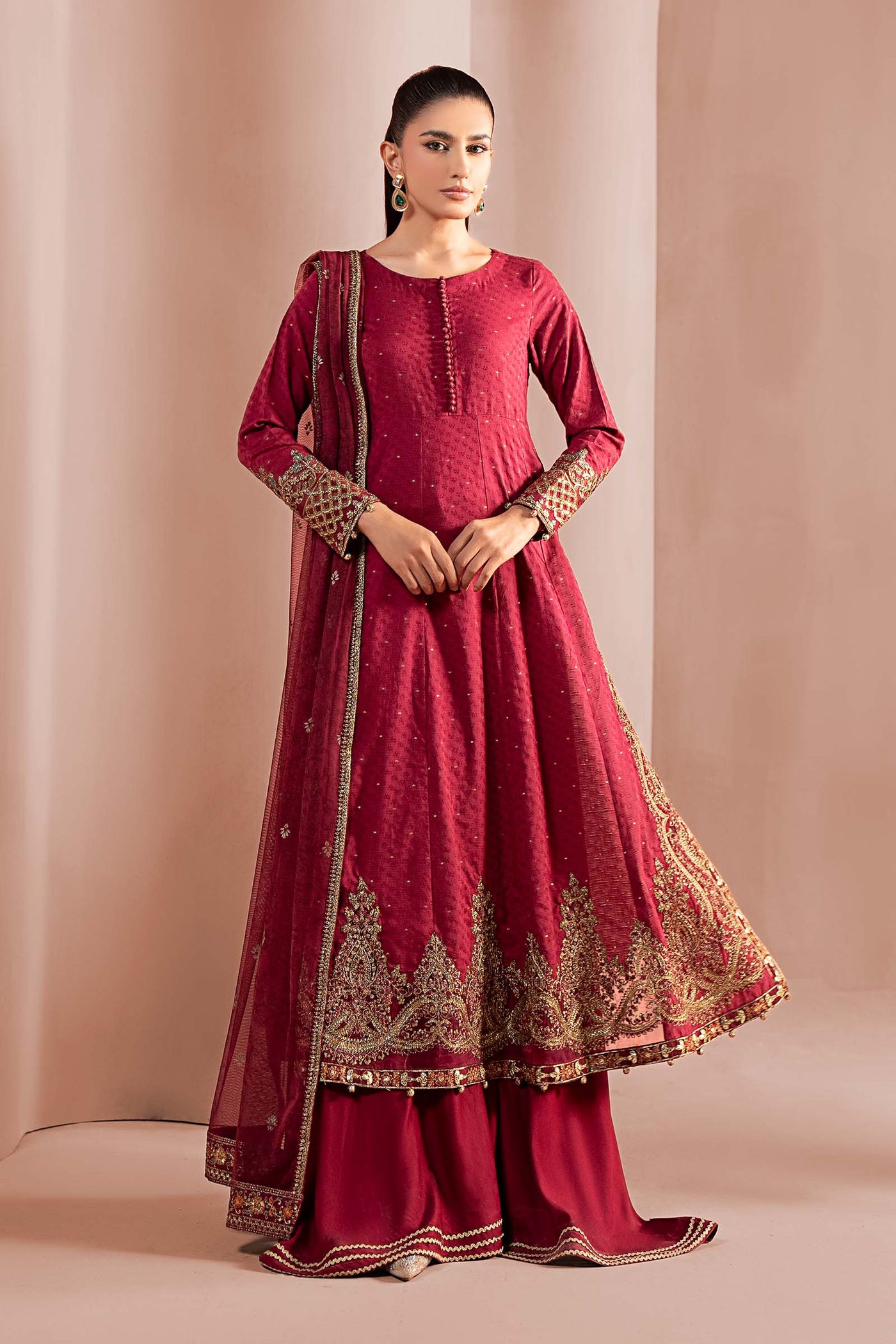 3 Piece Embroidered Filament Viscose Suit