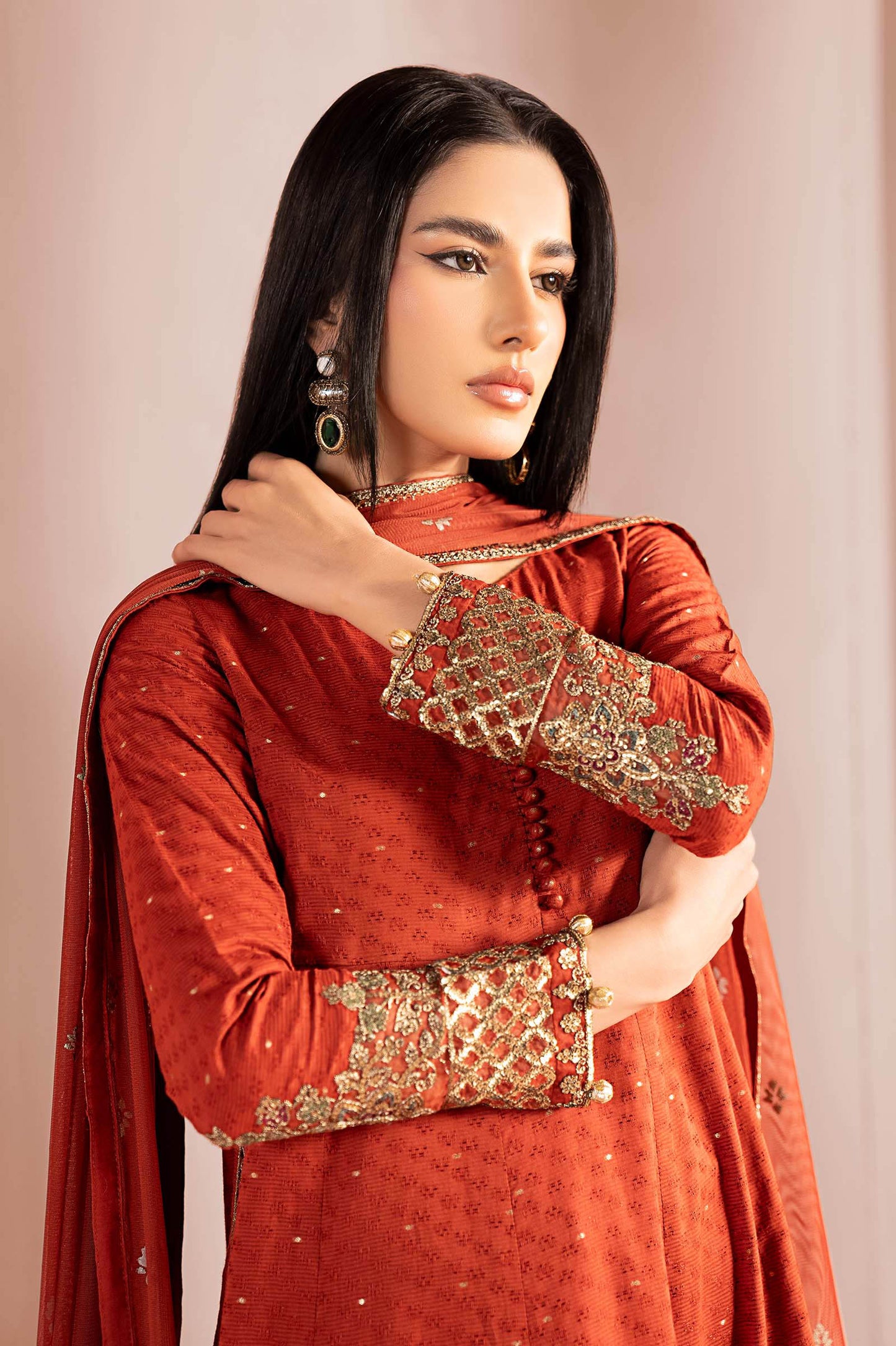 3 Piece Embroidered Filament Viscose Suit