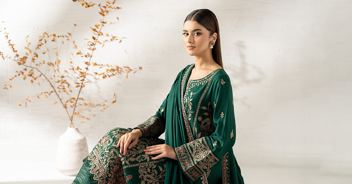 3 Piece Embroidered Linen Suit