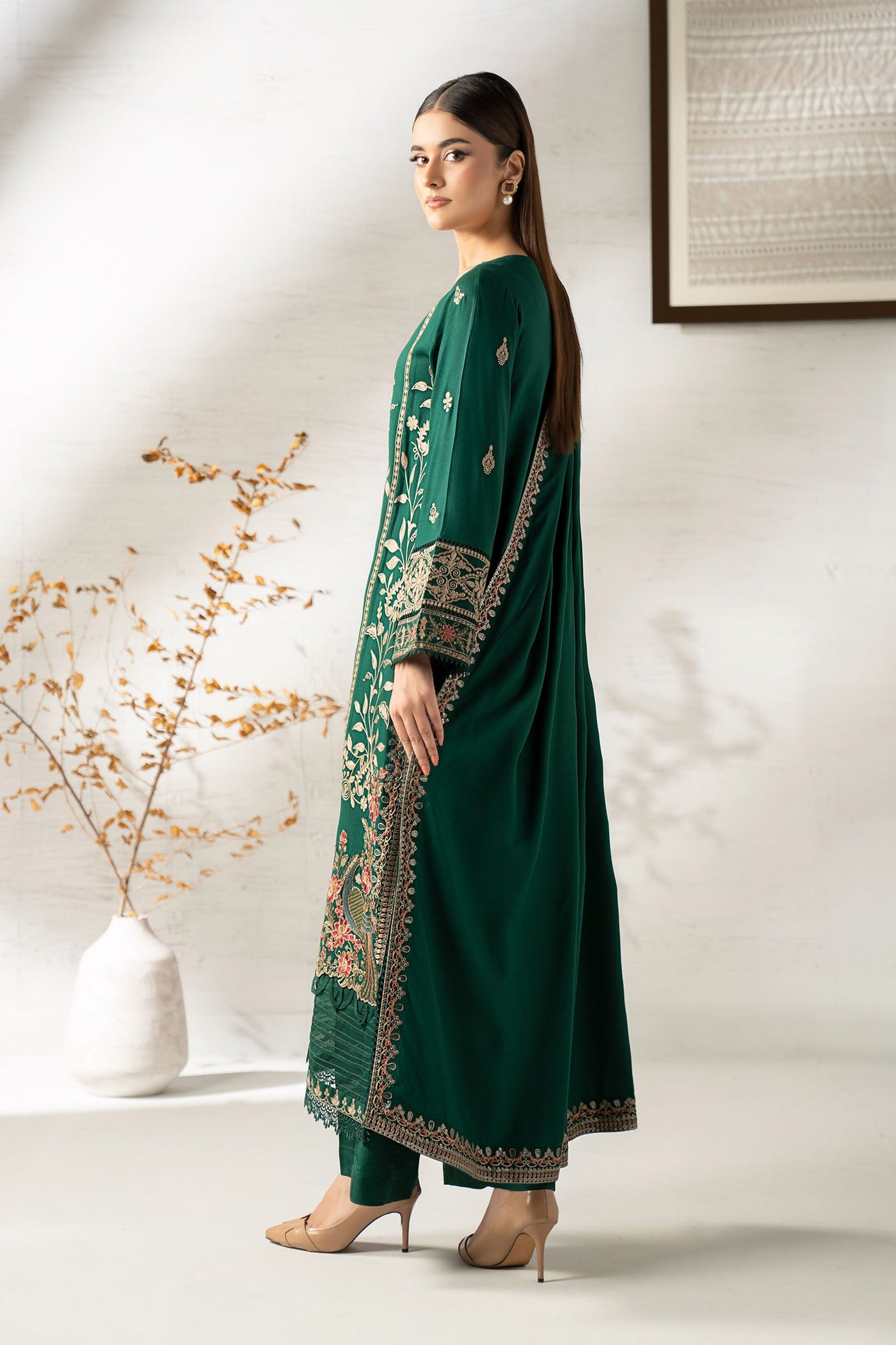 3 Piece Embroidered Linen Suit