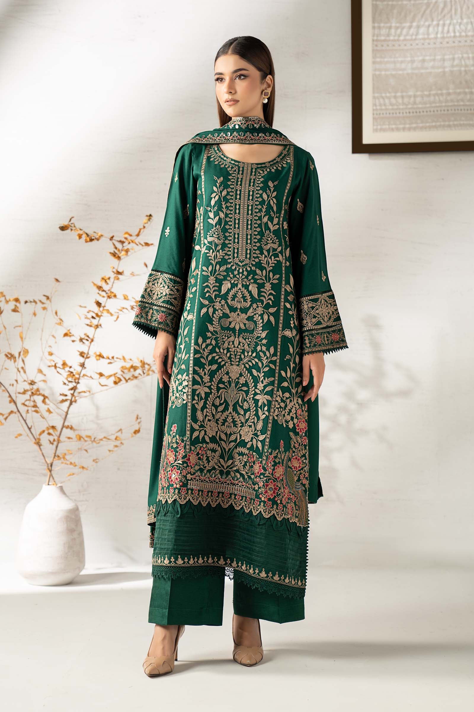 3 Piece Embroidered Linen Suit