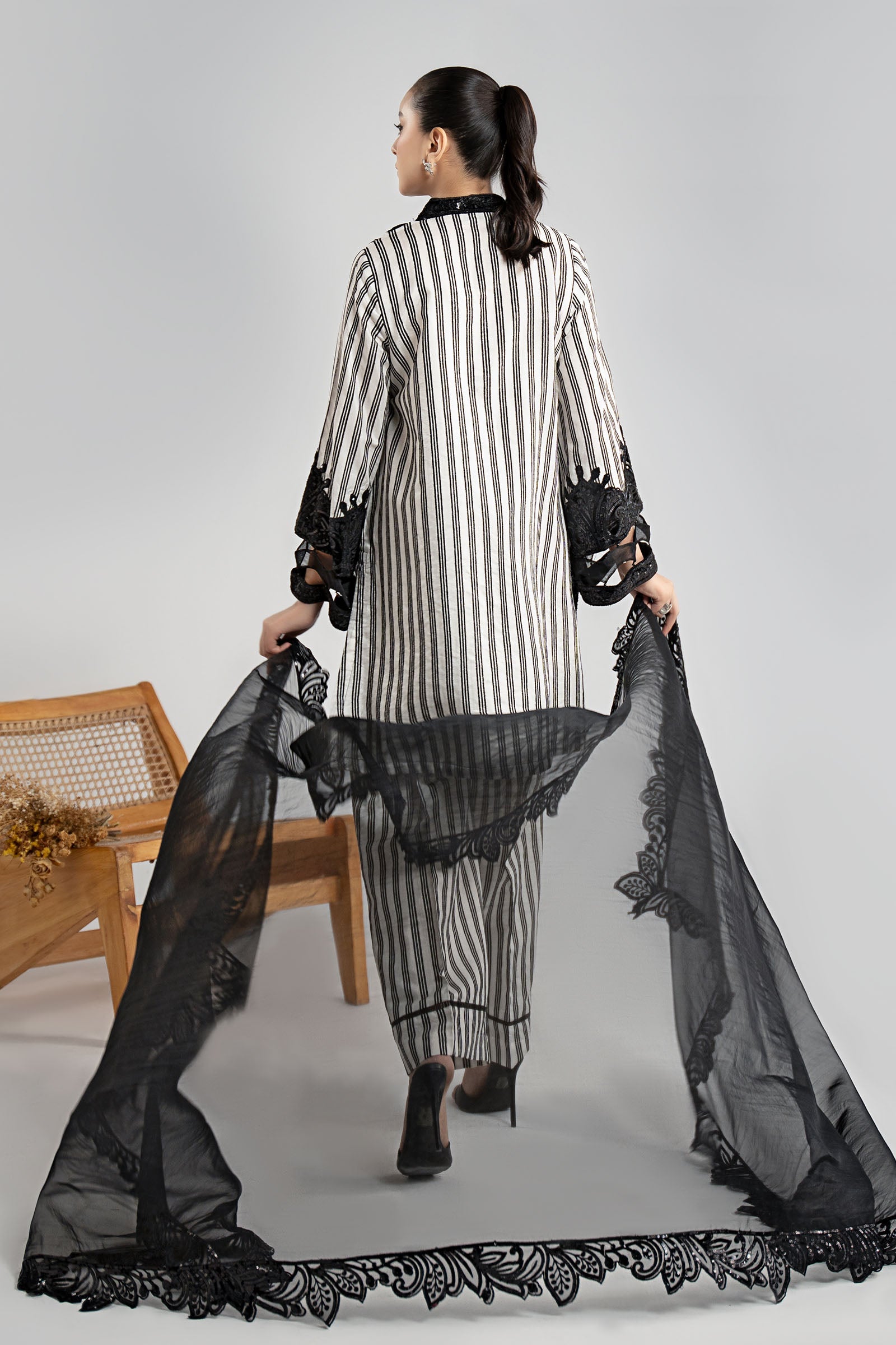 3 Piece Embroidered Cotton Velvet Suit