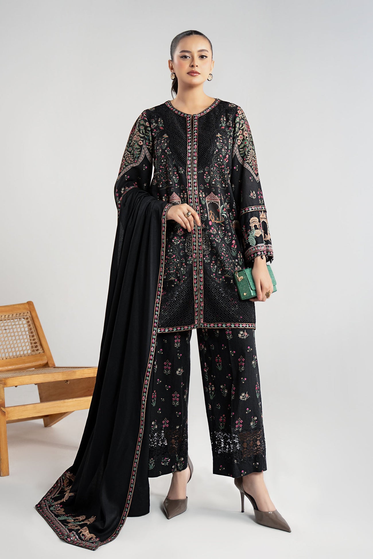 3 Piece Embroidered Khaddar Suit