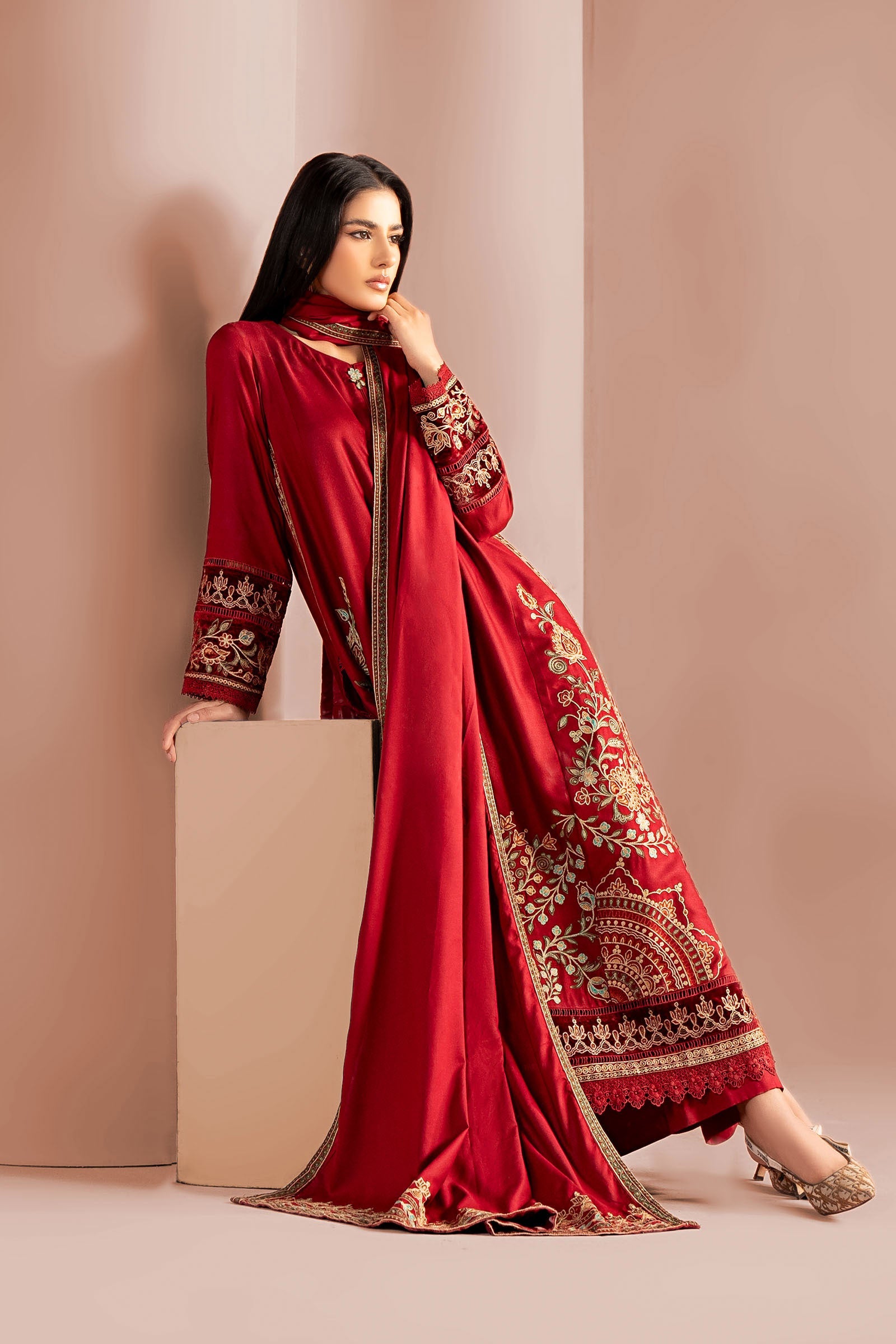 3 Piece Embroidered Marina Suit