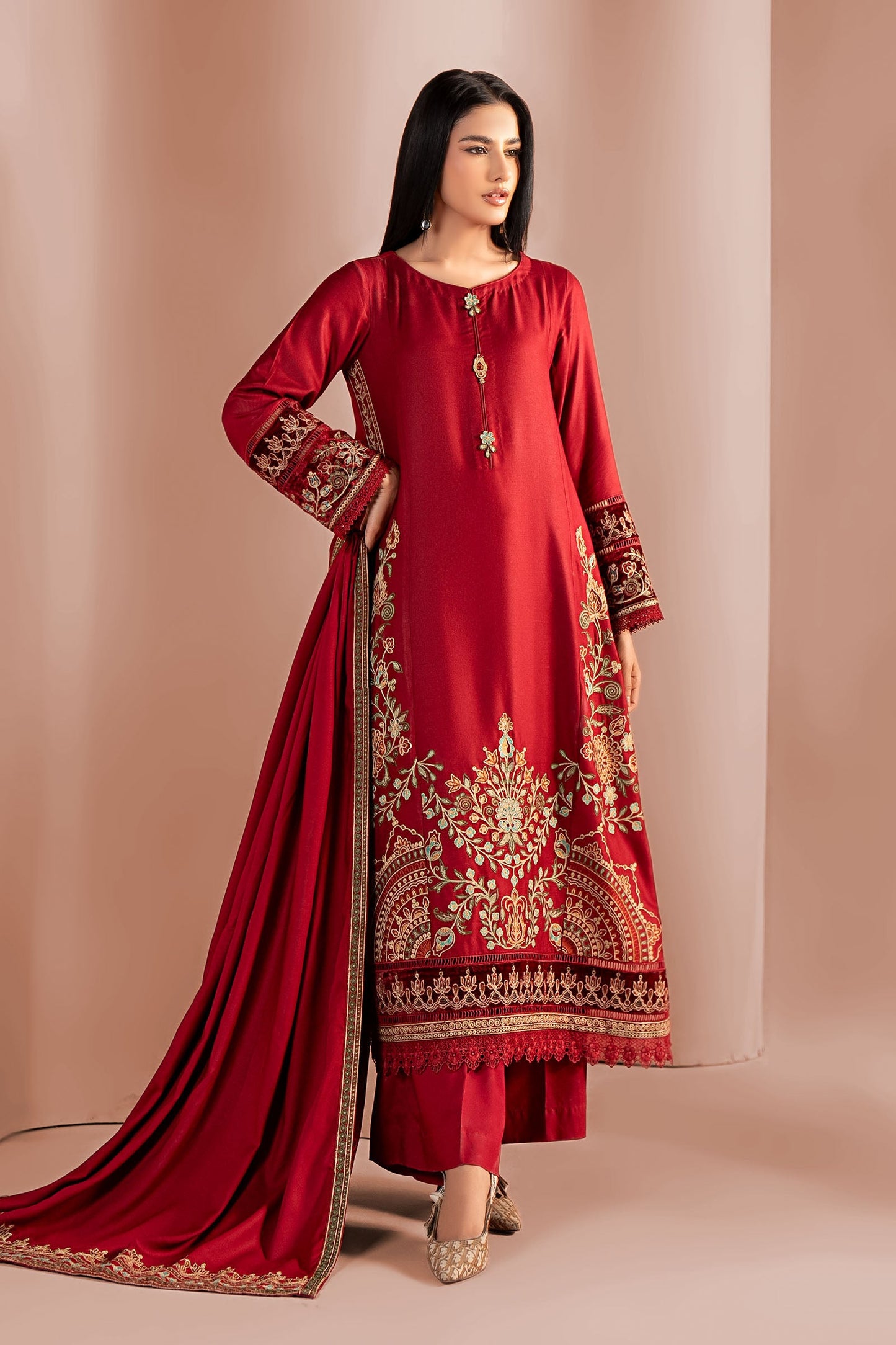 3 Piece Embroidered Marina Suit