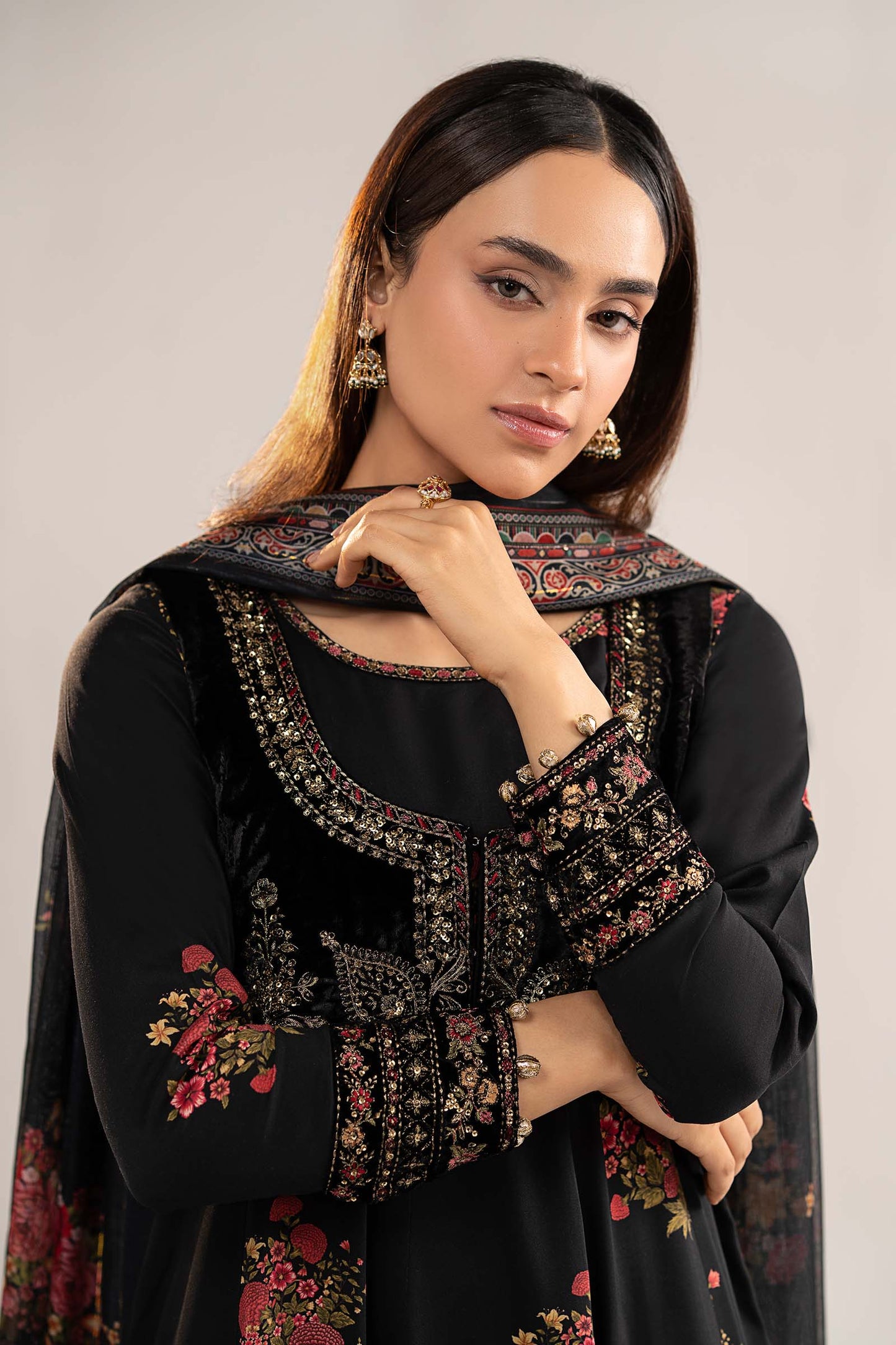 3 Piece Embroidered Linen Suit