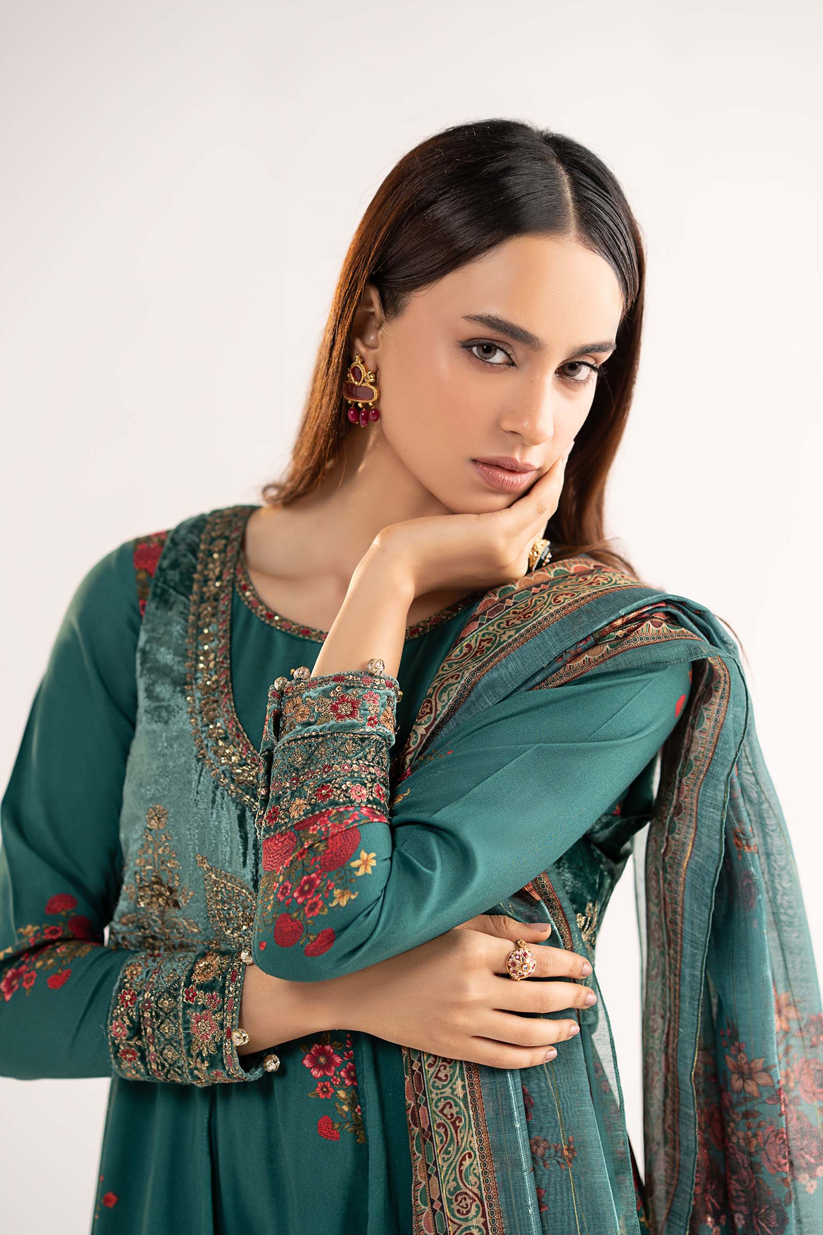 3 Piece Embroidered Linen Suit