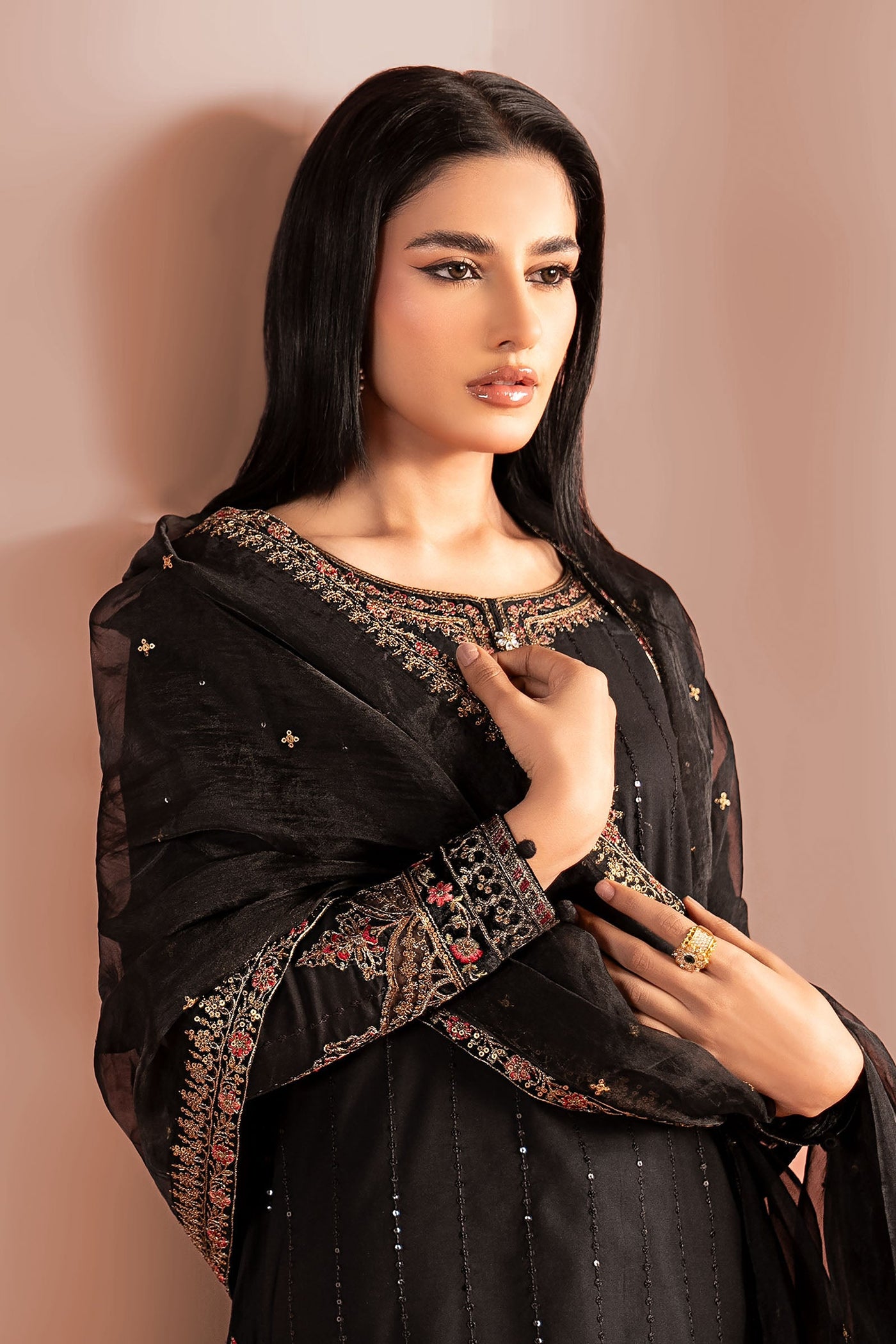 3 Piece Embroidered Linen Suit