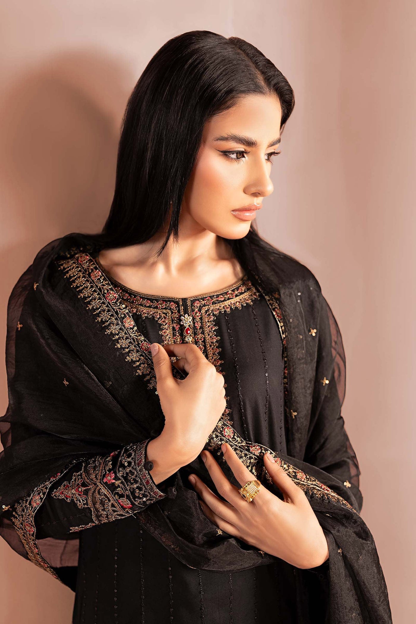 3 Piece Embroidered Linen Suit