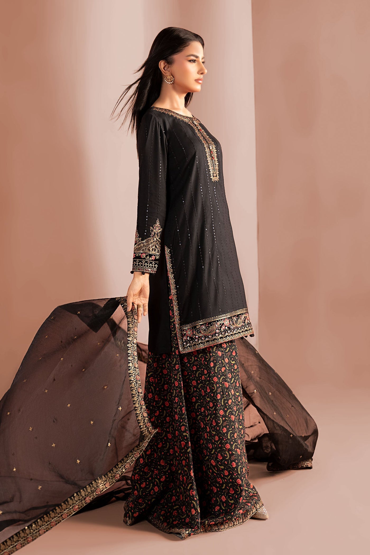 3 Piece Embroidered Linen Suit