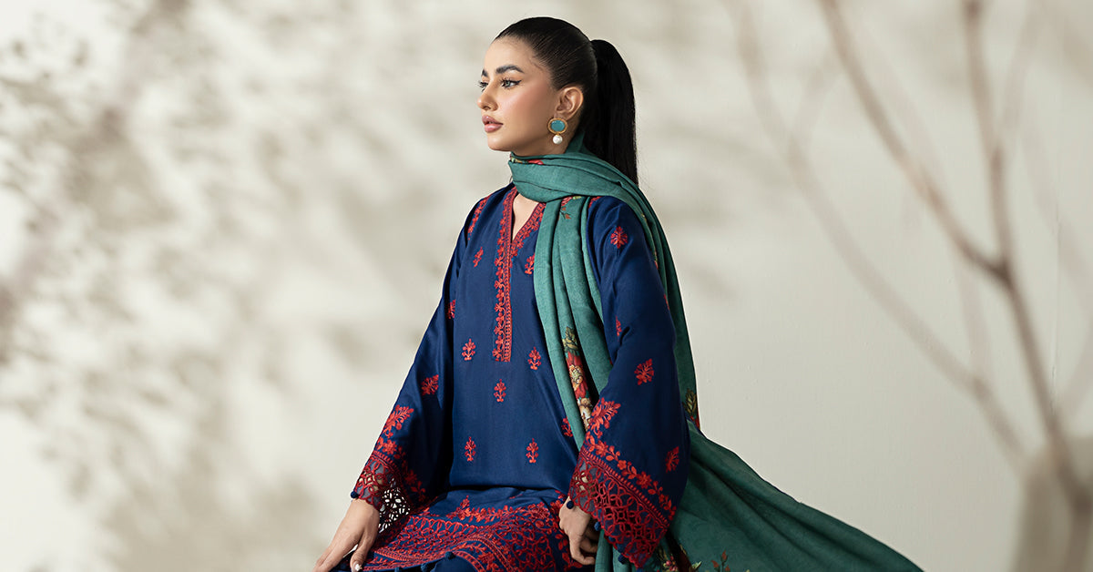 3 Piece Embroidered Marina Suit