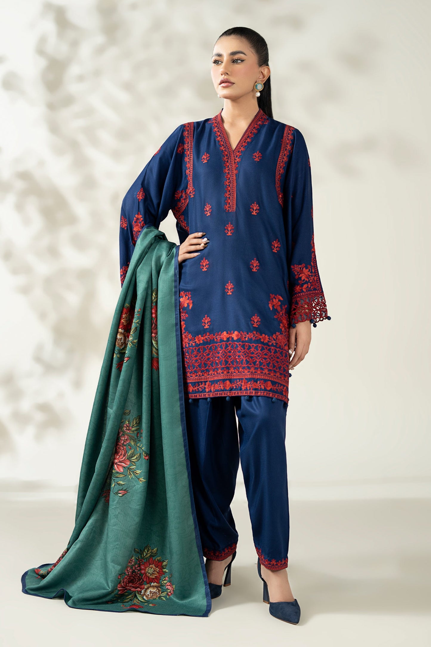 3 Piece Embroidered Marina Suit