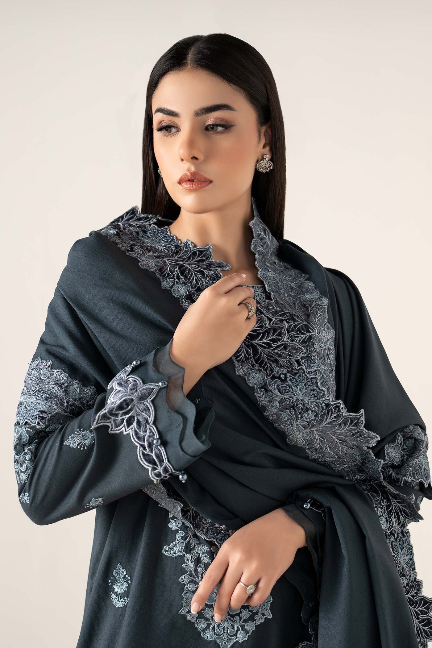 3 Piece Embroidered Karandi Suit