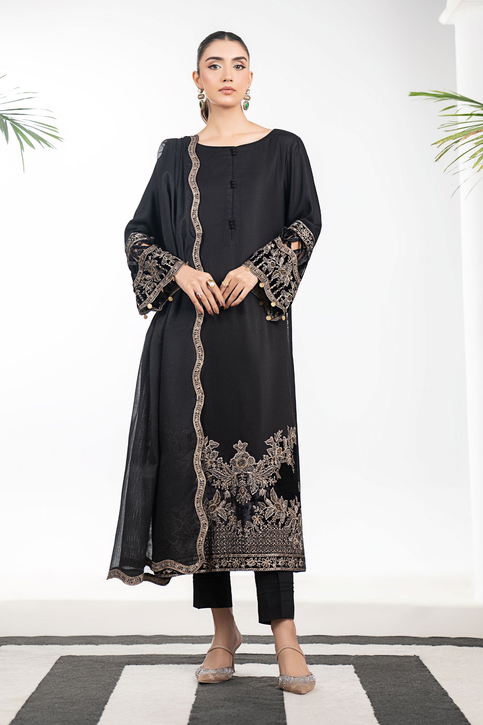 3 Piece Embroidered Marina Suit