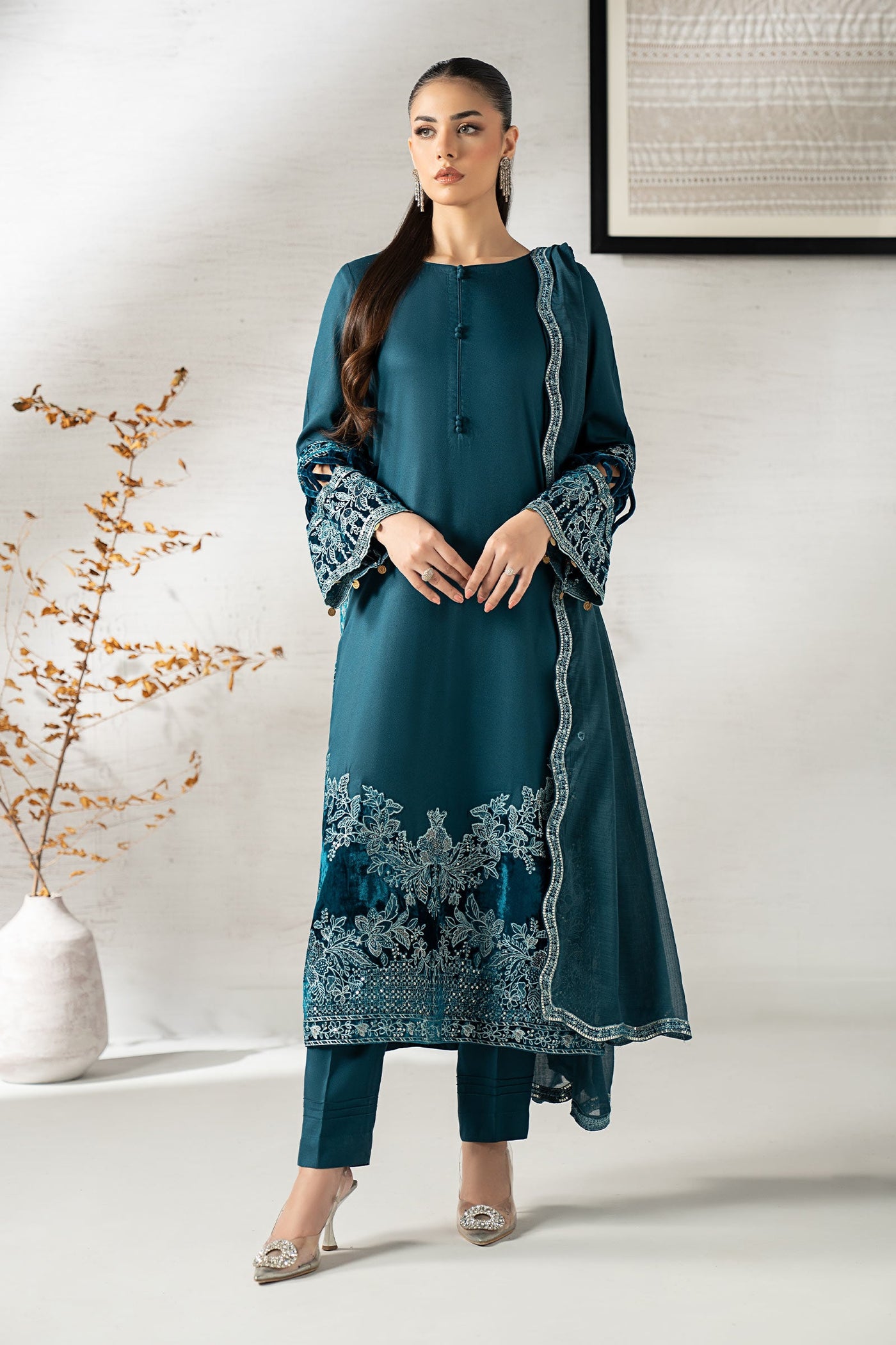 3 Piece Embroidered Marina Suit