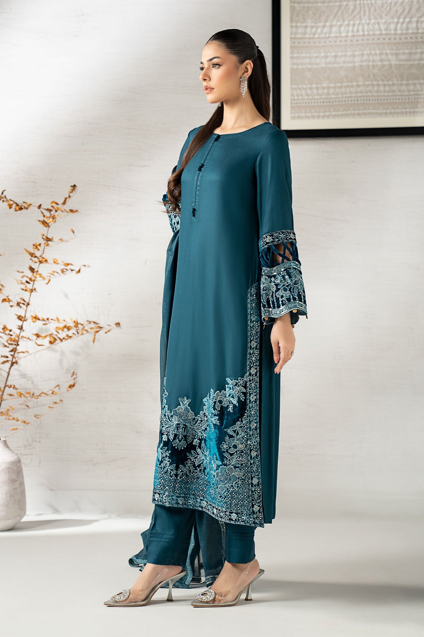 3 Piece Embroidered Marina Suit