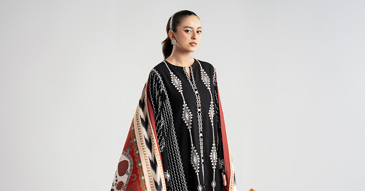 3 Piece Embroidered Khaddar Suit