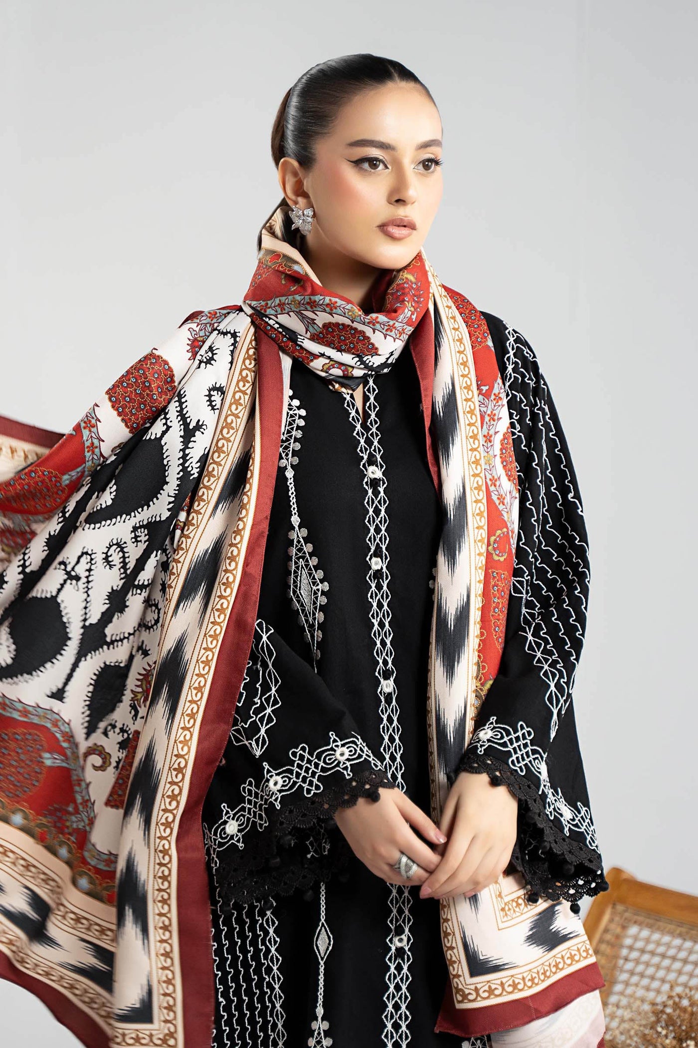 3 Piece Embroidered Khaddar Suit