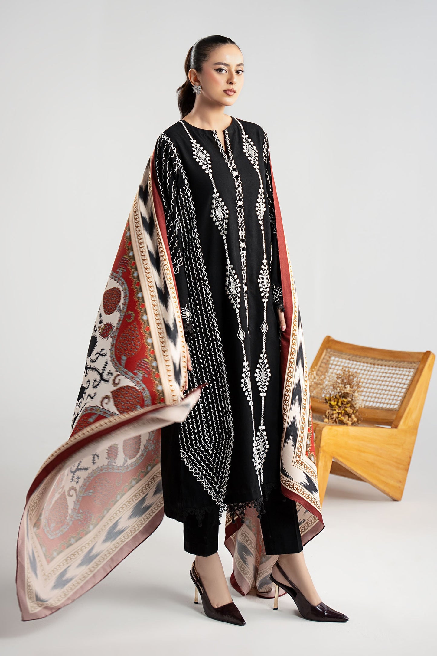 3 Piece Embroidered Khaddar Suit