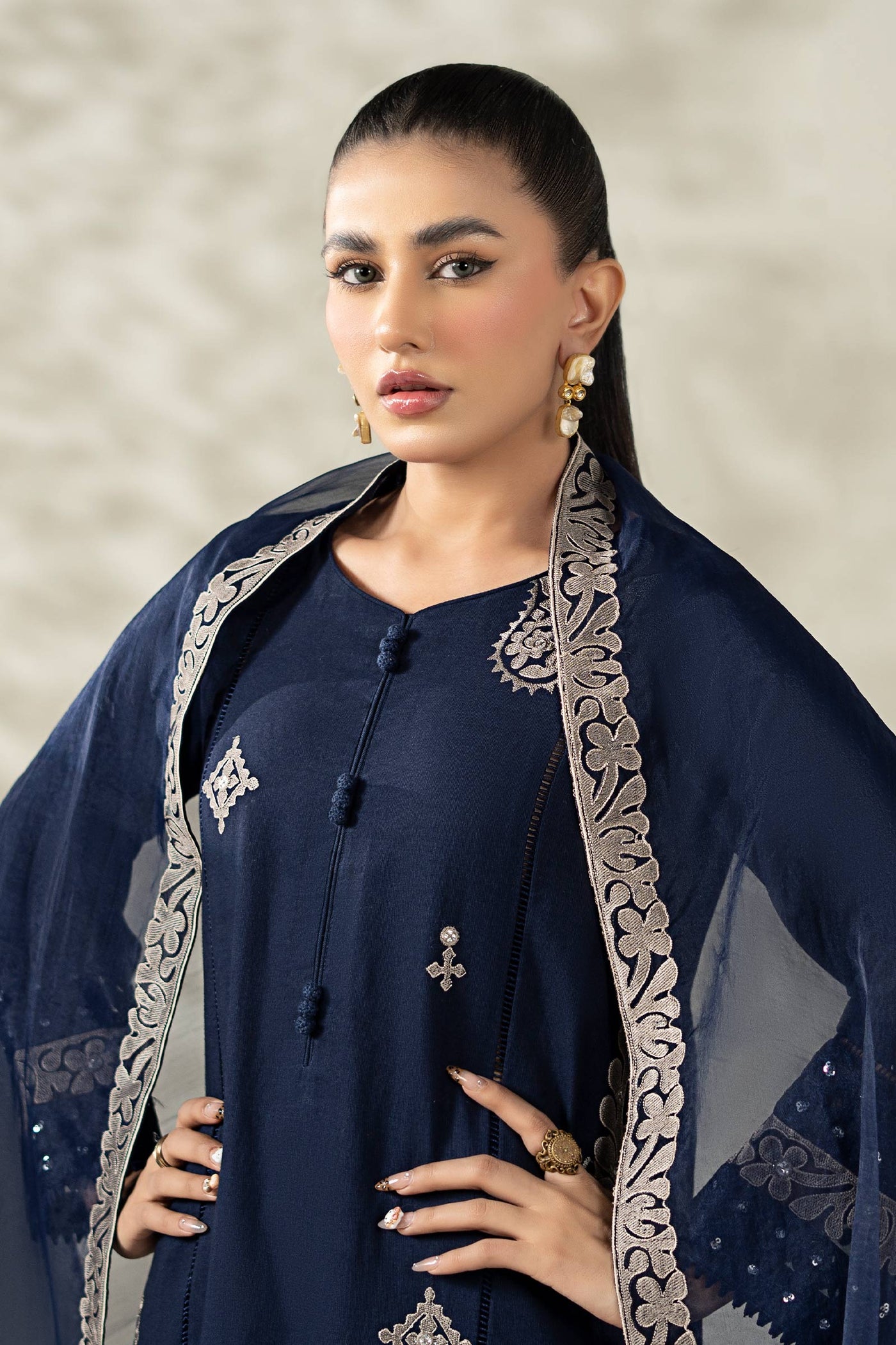 3 Piece Embroidered Marina Suit