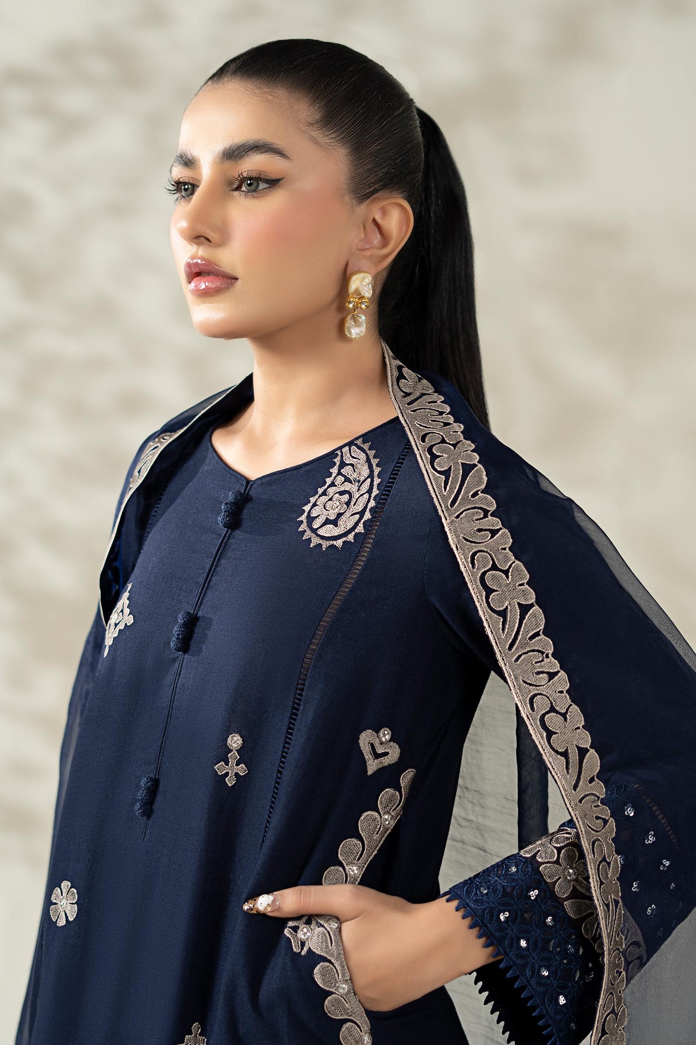 3 Piece Embroidered Marina Suit