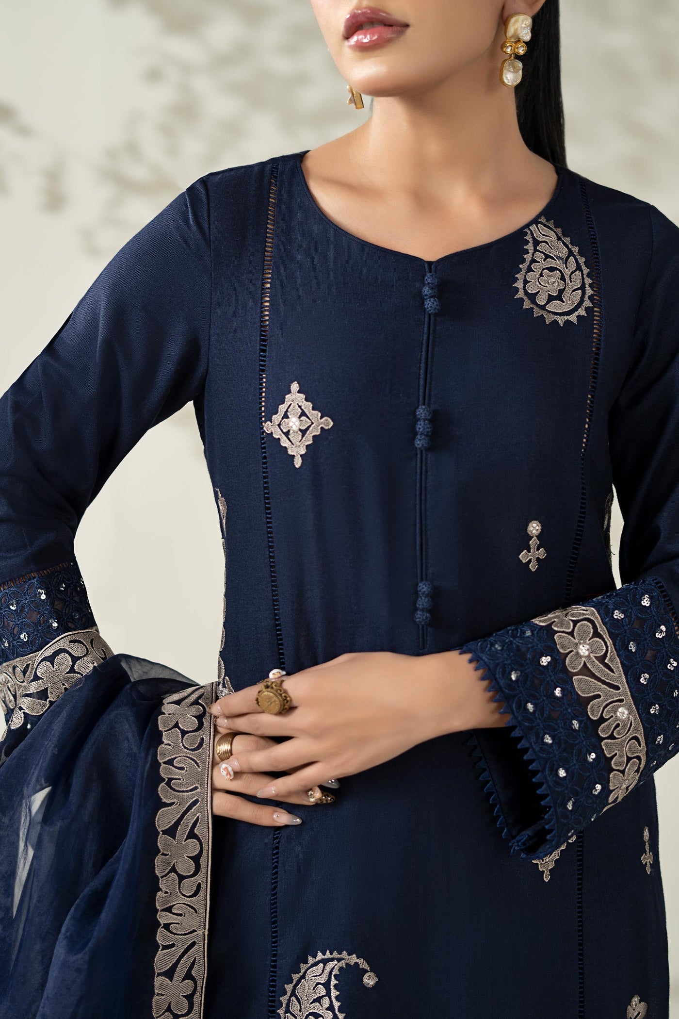 3 Piece Embroidered Marina Suit