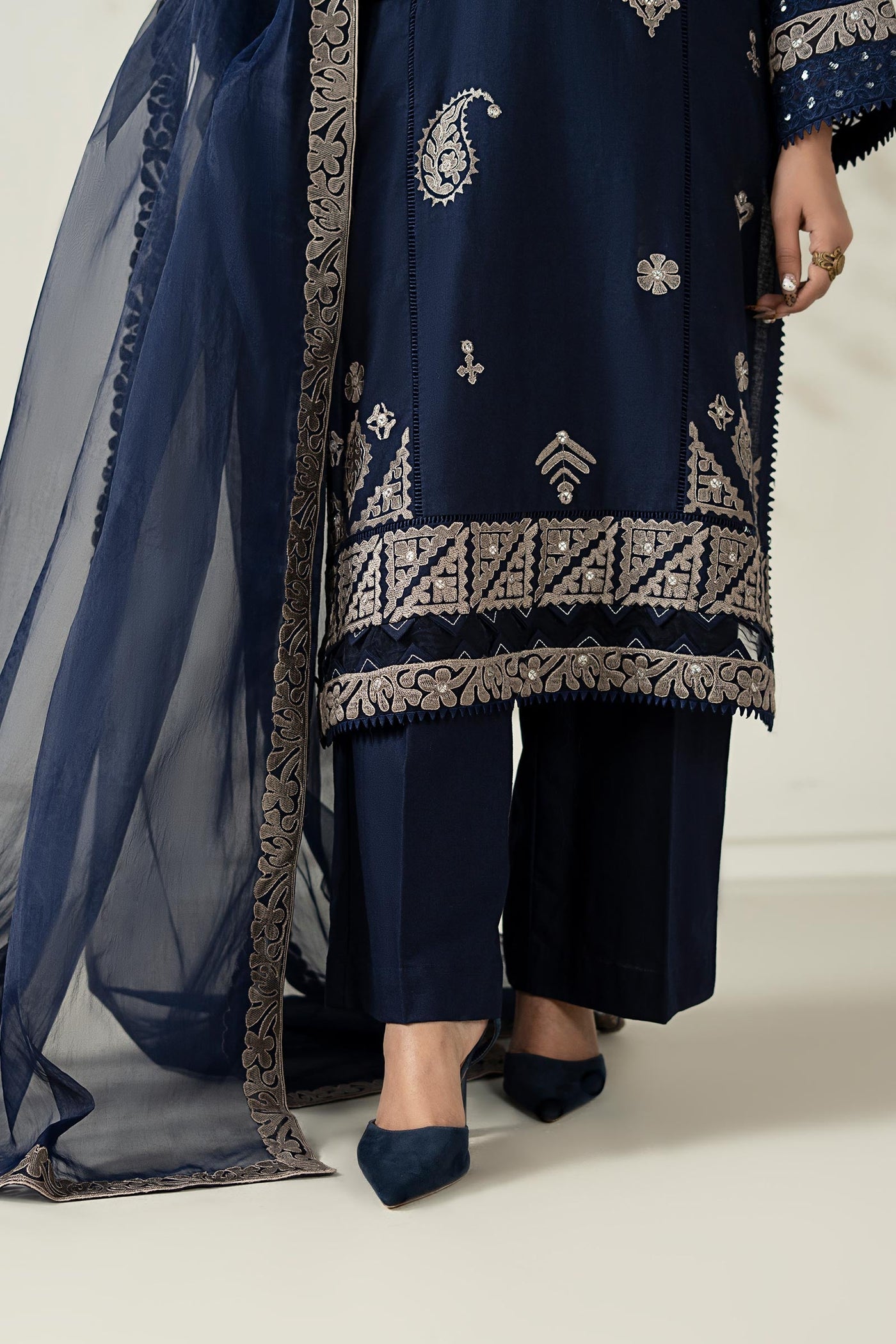 3 Piece Embroidered Marina Suit