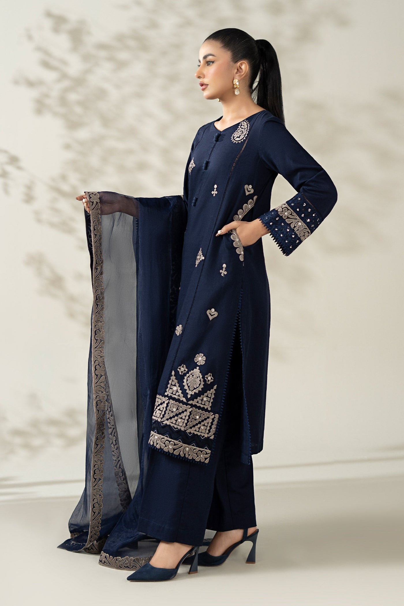 3 Piece Embroidered Marina Suit