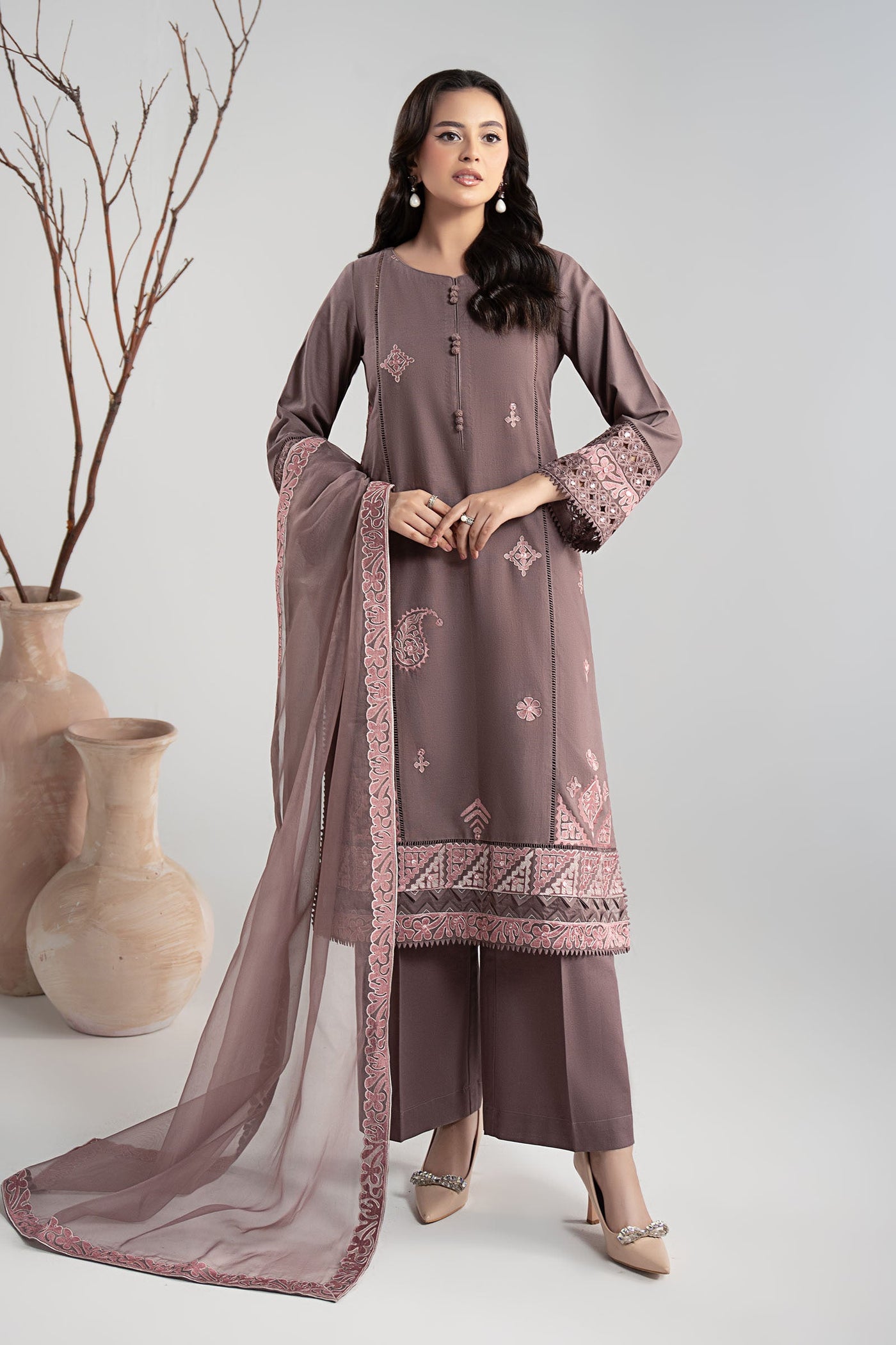 3 Piece Embroidered Marina Suit