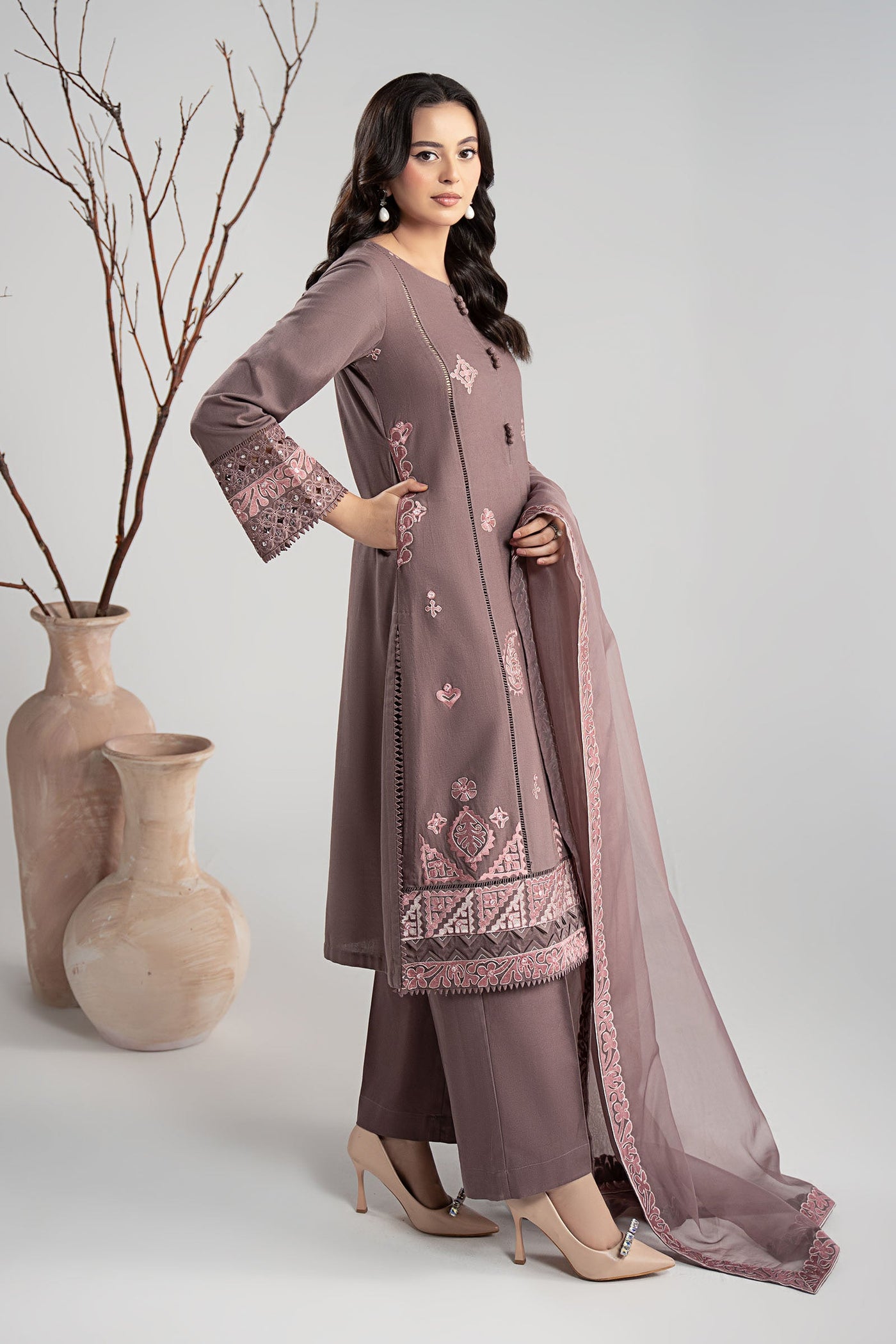 3 Piece Embroidered Marina Suit