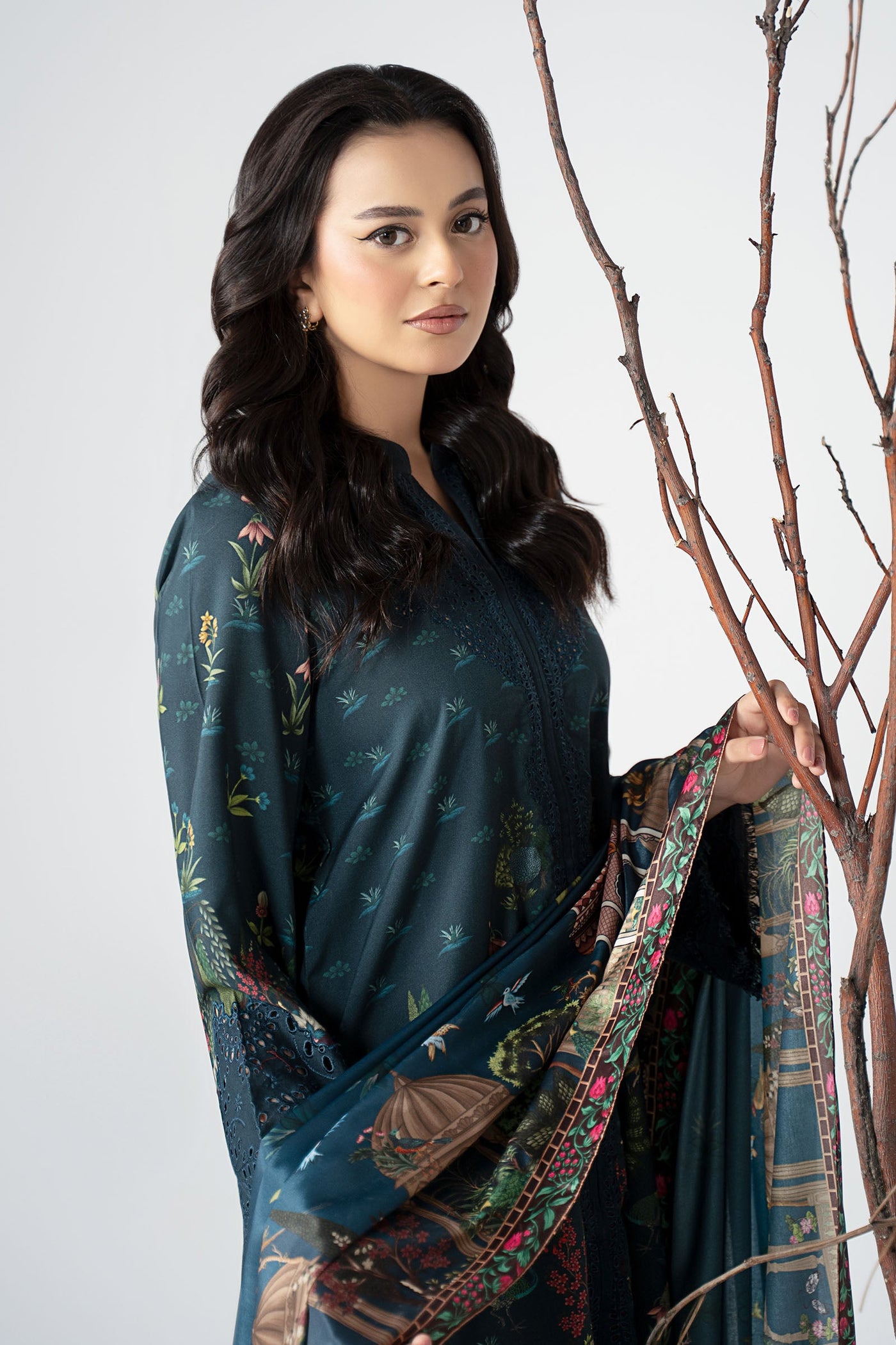 3 Piece Embroidered Linen Suit