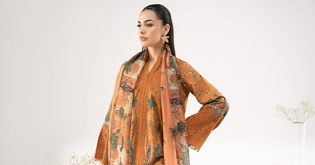 3 Piece Embroidered Linen Suit