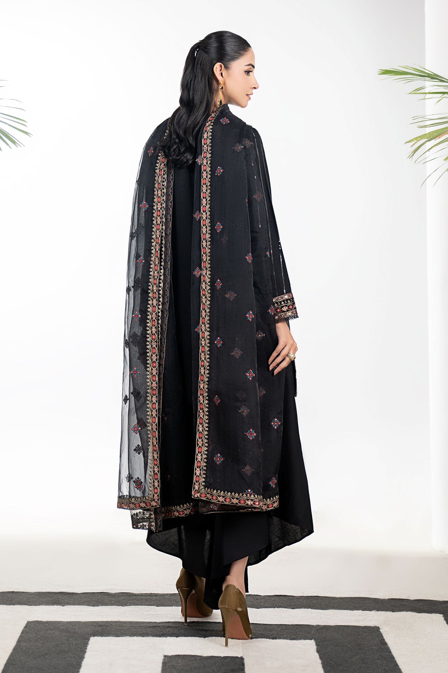 3 Piece Embroidered Linen Suit