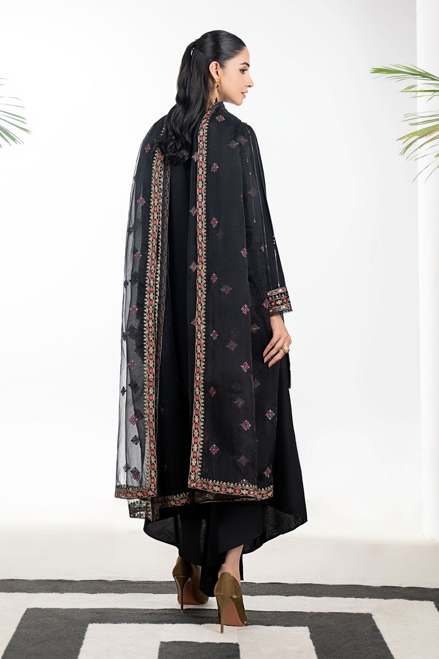 3 Piece Embroidered Linen Suit