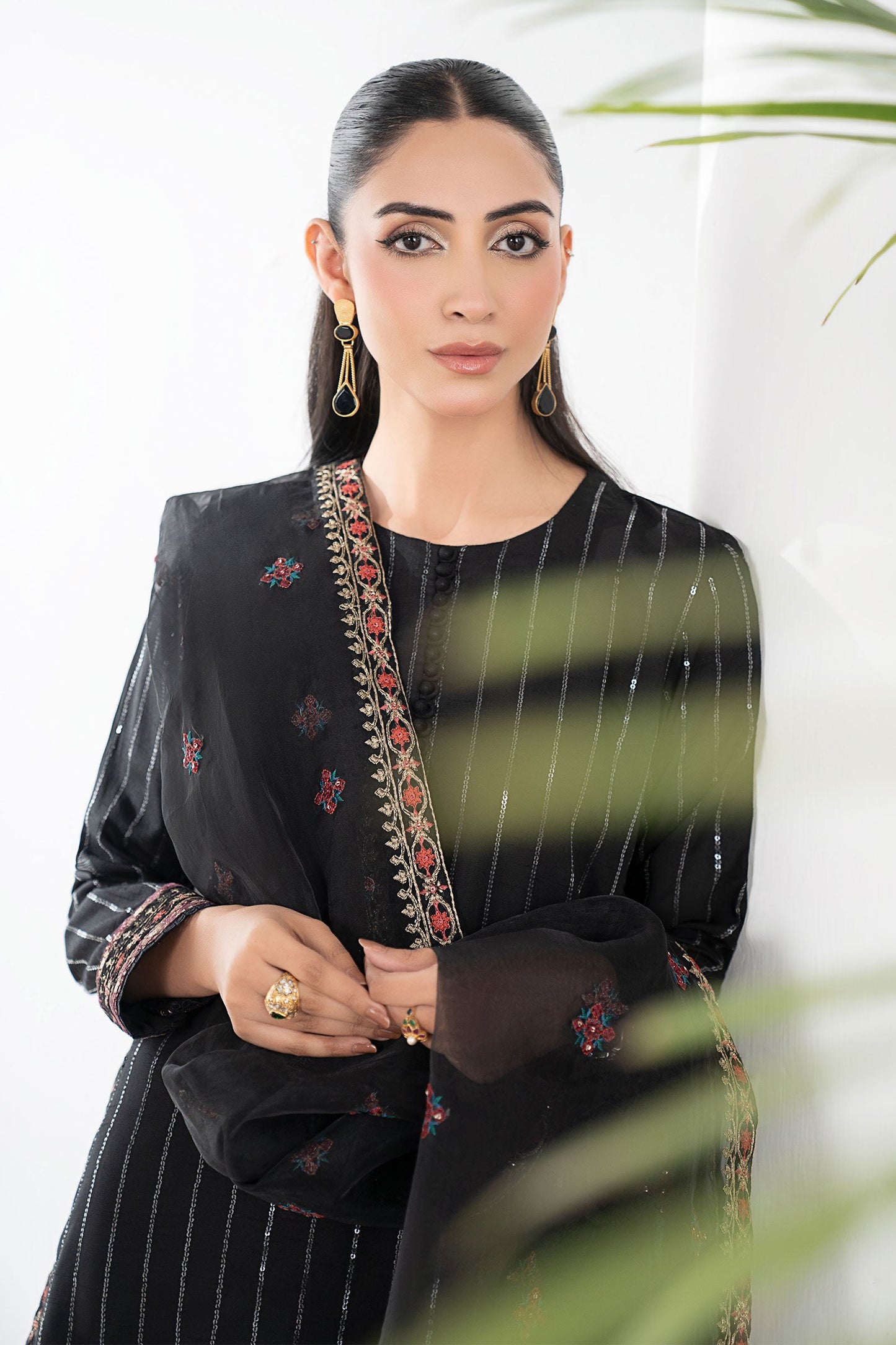 3 Piece Embroidered Linen Suit