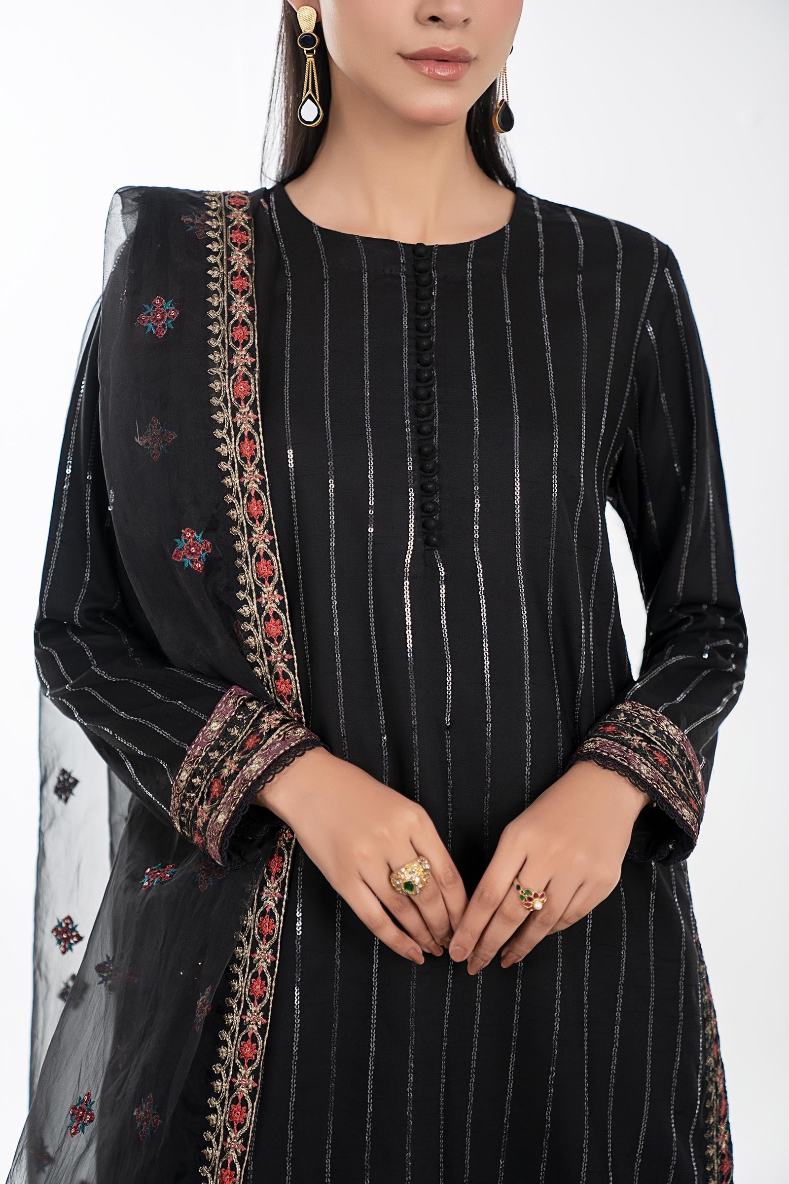 3 Piece Embroidered Linen Suit